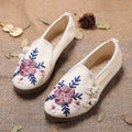 Women's New Embroidered Retro Casual Shoes Shallow Mouth Round Head Fashion Ladies Flats Anti-slip Lightweight Walking Shoes