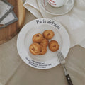 Solhui Round French Paris Retro Dessert Plate Letters Fruit Pasta Dinner Plates