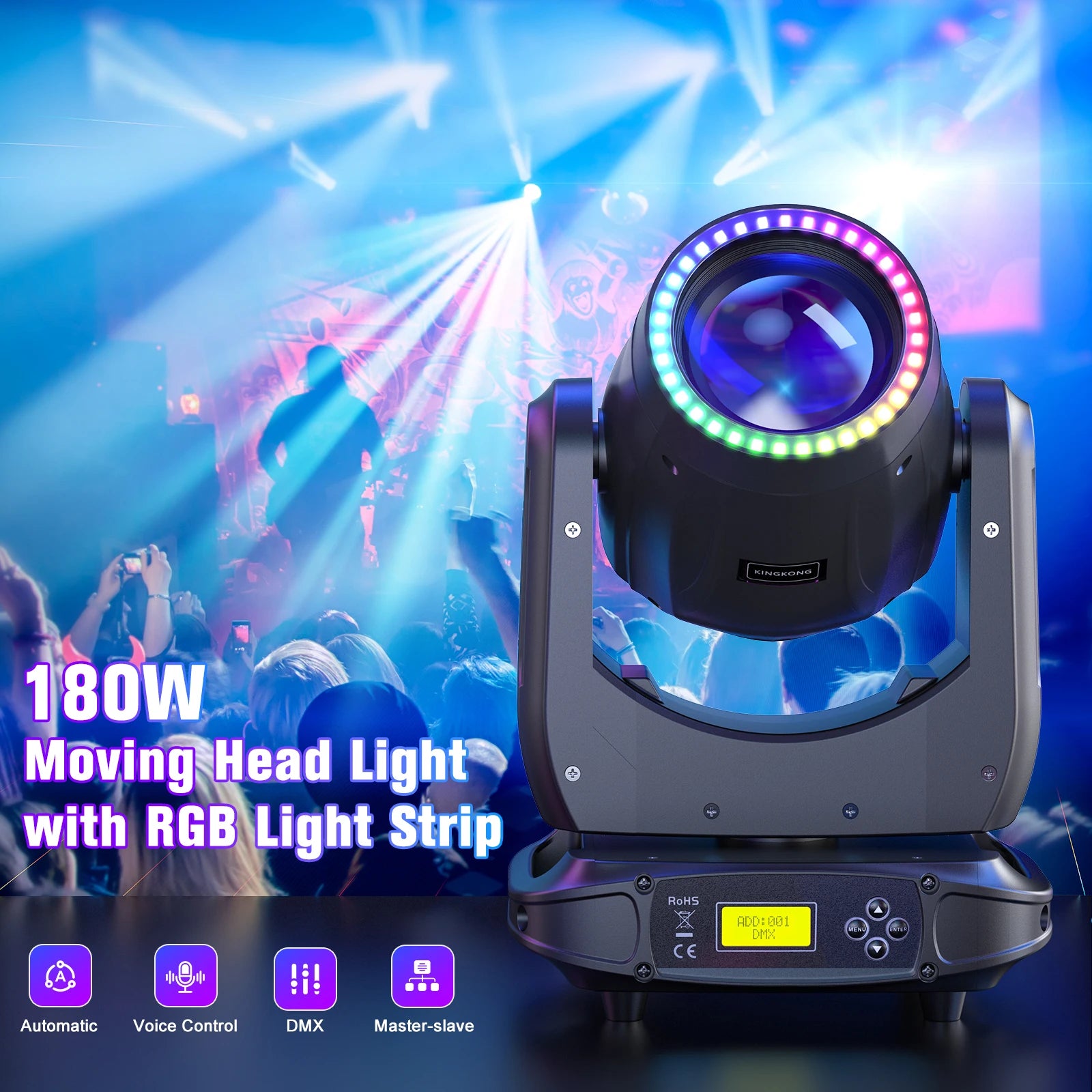 New 180W LED Moving Head Light Ultra Brightness Rainbow Beam and Pattern  for Disco DJ Party Light