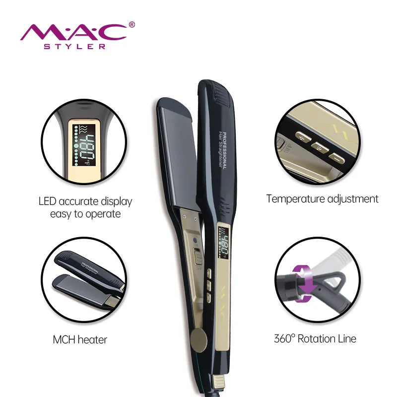 Professional Fast Ceramic Wide Plate Ionic Hair Straightener Flat Iron Salon 450 Degrees Tourmaline Hair Straightener Wholesale