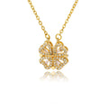 Gold Plated Stainless Steel Women's Anniversary Necklace with Crystal Magnetic Heart Mama Pendant