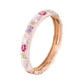 Daili Women's Classic Enamel Bracelet Wholesale White and Pink Flower Bangles Gold Plated Zinc Alloy Fashion Bangles