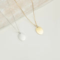 Wholesale Custom 18*12mm Oval Shape Disc Pendant Trendy Gold Plated Stainless Steel Necklace with Personalized Engraved Logo