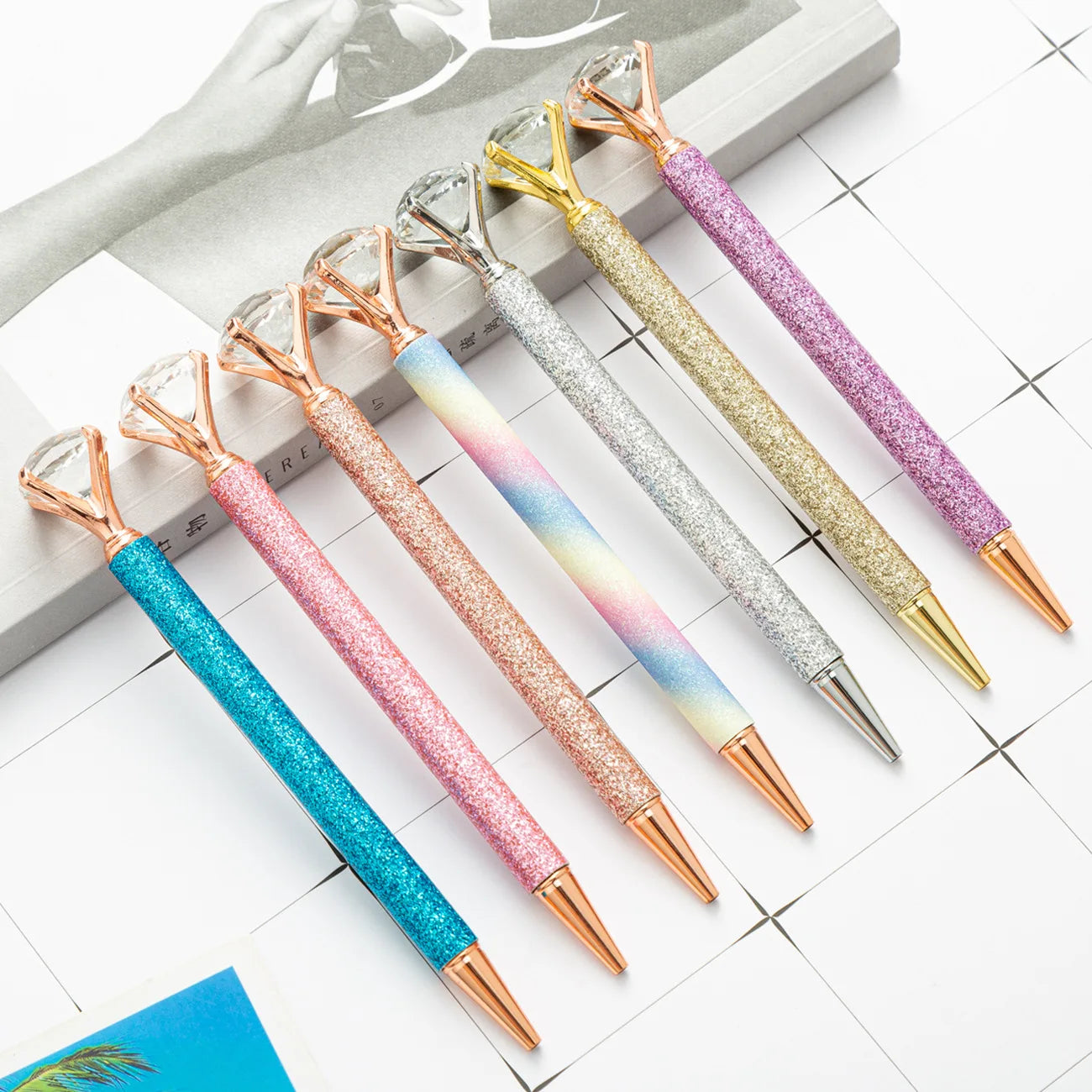 Cute Diamond Ballpoint Pens with Crystal Pretty Metal Colorful Ballpoint Pen Inexpensive Office Gifts for Women and Girls