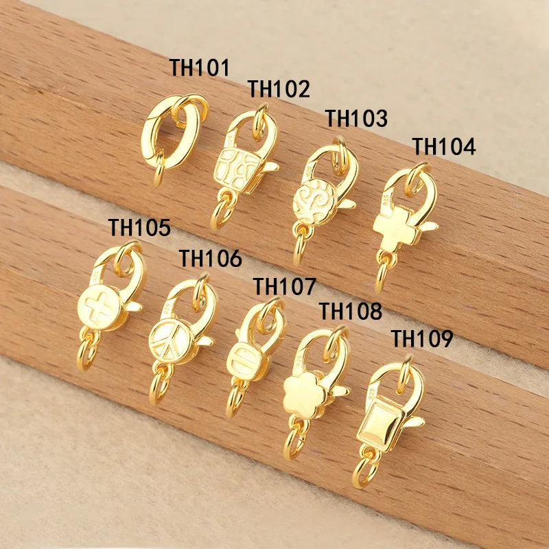 Simple 925 Sterling Silver Lobster Claw Clasp With Jump Ring Gold Plated Tail ClaspFor Bracelet Necklace Jewelry Wholesale