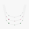 Shiny Geometric Chain Neck for Women Jewelry Accessories 925 Sterling Silver Rainbow Colorful Zirconia Pendant Necklace