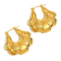 New Trendy 18K Gold Plated Stainless Steel Earrings Waterproof with Personality-Chunky Bumpy Hollow Design for Women