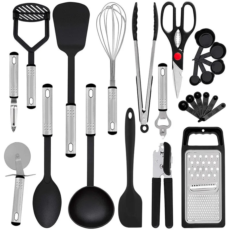 24pcs Kitchenware Set Custom Kitchen Utensils Stainless Steel Cooking Utensil with Nylon Handle