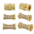 CZ8573 Wholesale Silver Gold Plated CZ Micro Pave Tube Cylinder Spacer Beads for Jewelry Making