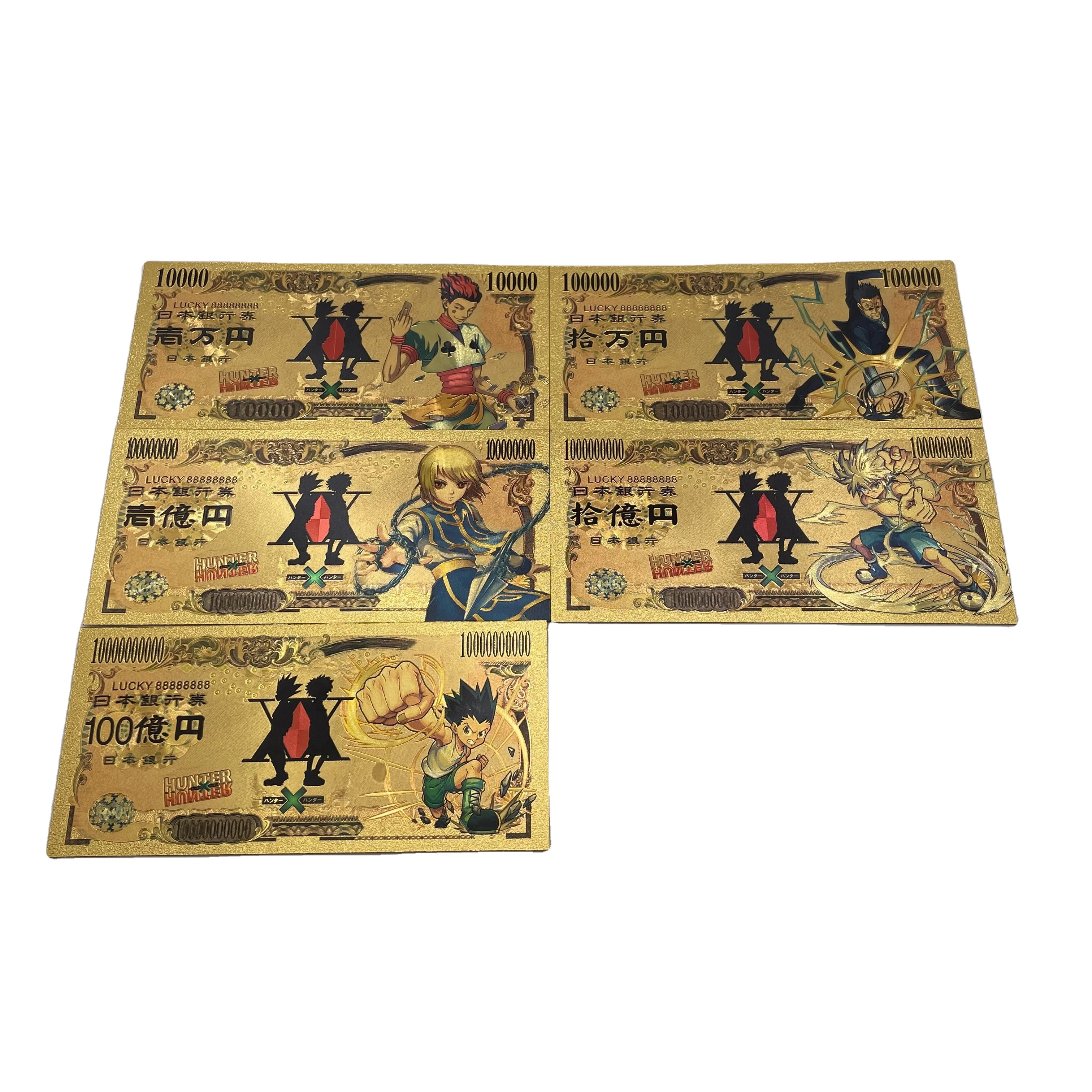 Japanese Anime Gold Banknote Hunteres X Hunteres Gon Freecss Killua Zoldyck Anime Action for Nice Gift