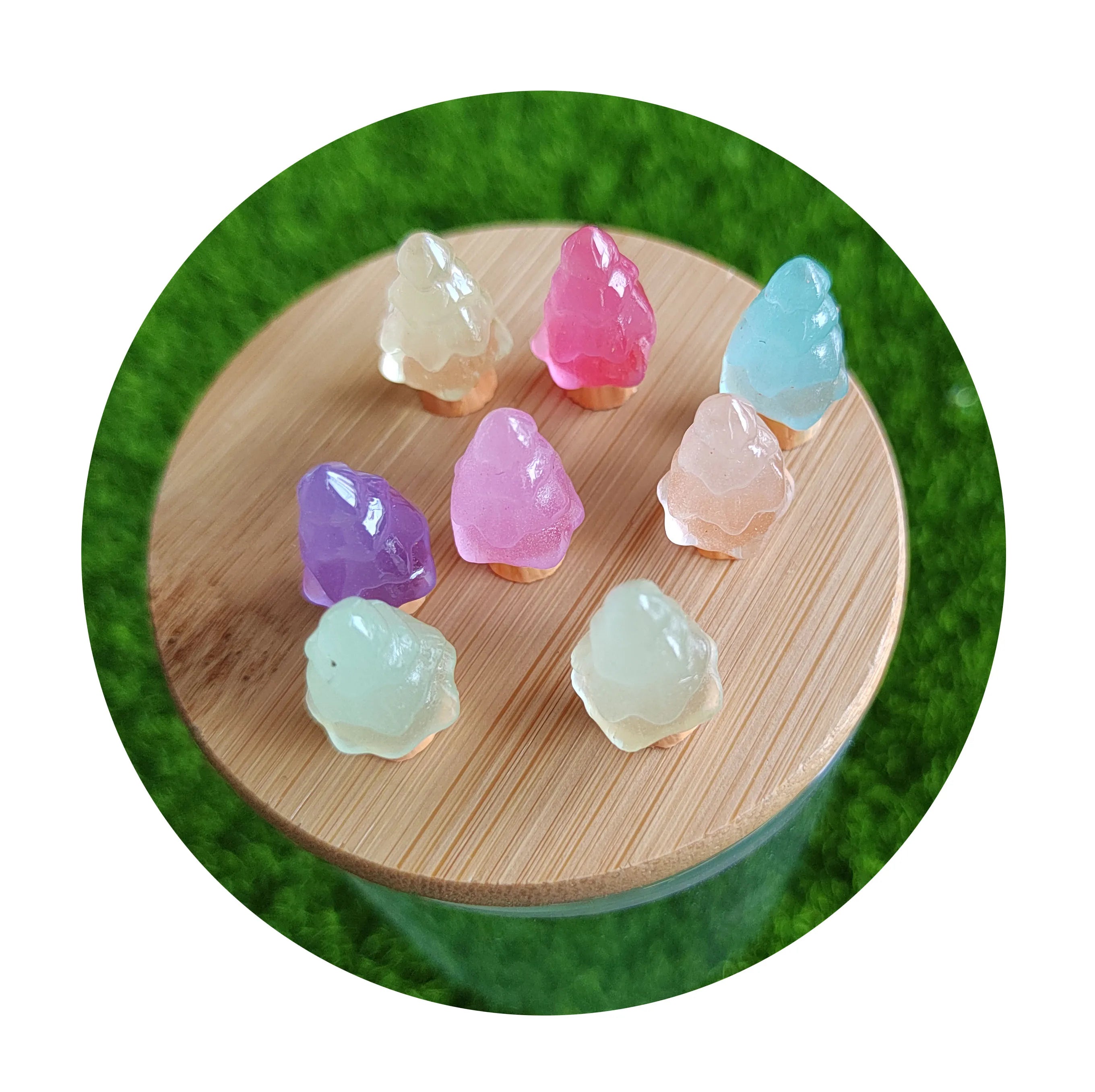 Resin Luminous Mini Christmas Trees Ornament Glowing in Dark Miniature Garden Plants Potted Statue Christmas Decoration