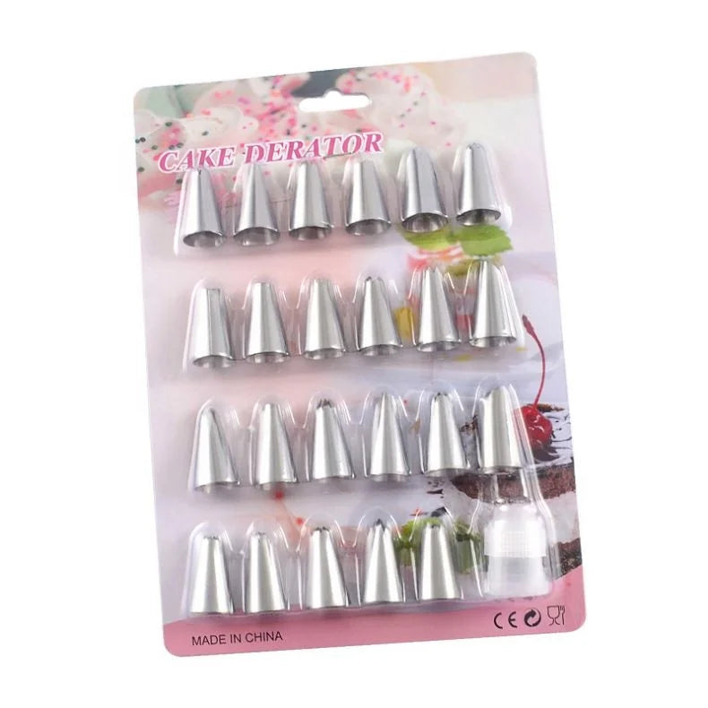 24 PCS Cake Decorating Supplies Kit Icing Tips and Reusable Plastic Coupler Set Include 23 Pcs Nozzles +1 Pc Coupler Set