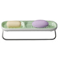 Modern Soap Dish with Single Towel Rack Multifunctional Drain Double Lattice Soap Dish Single Layer Towel Bar for Bathroom Use