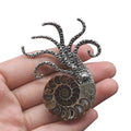 OCTOPUS Natural Conch Shell Foss Il Brooch Pin Ammonite Shell Kraken Octopus Steampunk Pin for Women Man Gift