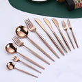 Stainless Steel Knife Fork Spoon Mirror Rose Gold Cutlery Wedding Flatware Sets