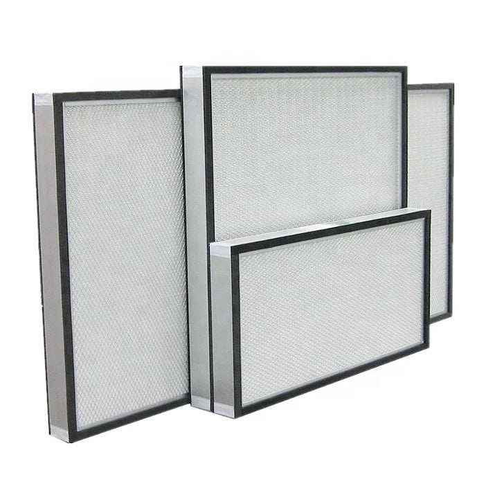 High Efficiency H14 Mini-Pleat HEPA Air Filter Element 32x32x9 cm Aluminum Alloy Frame Ultrafine Fiberglass Media New Condition