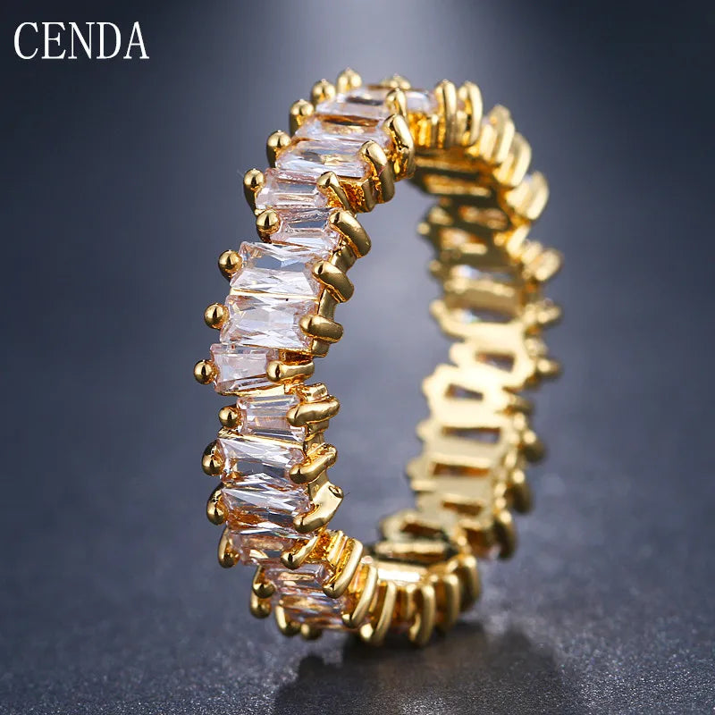 Luxury Baguette Cubic Zirconia Engagement Rings for Women Marquise Crystal Stone Wedding Party Jewelry