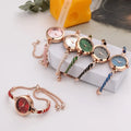 Personalized Simple Adjustable Pointer Rainbow Enamel Round Quartz Watch for Women Girls
