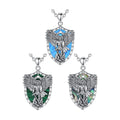 Blue Opal Malachite Abalone Shell 925 Sterling Silver Archangel St.michael Saint Shield Pendant Necklace for Men