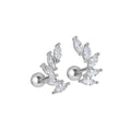 Leaf Earrings 925 Sterling Silver Large Claw Mariquesa CZ Bead Screw Back Stud for Women Girls Fine Jewelry Wholesale
