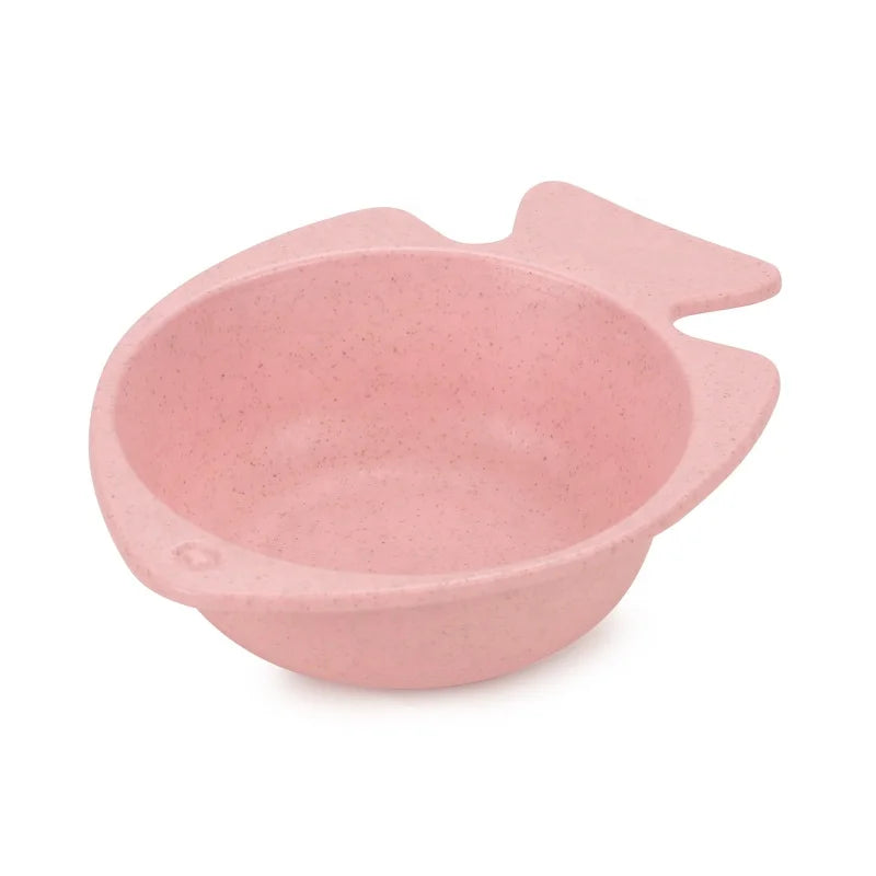 Best Selling Eco-Friendly Wheat Fish Reusable Rice Bowl Wheat Straw Tableware Set Microwave-Safe Minimalist Design for Back