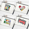 Wholesale Coffee Give Me Teacher Power Women Canvas Cosmetic Bags Makeup Lipstick Teacher's Day Best Gifts Handbag