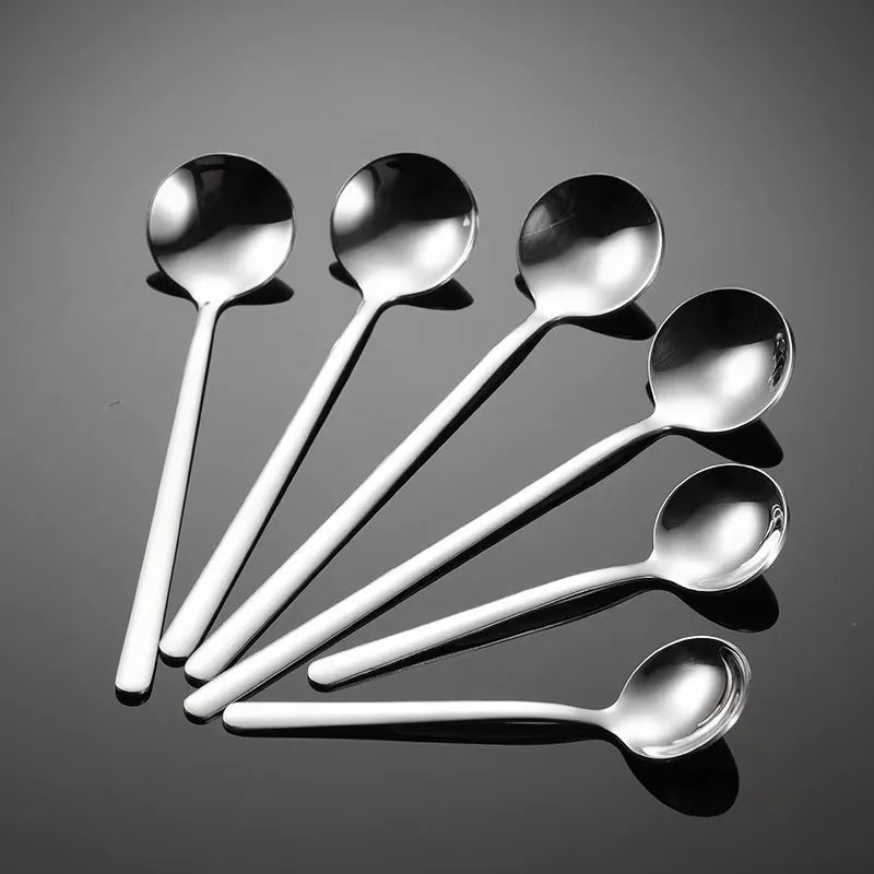 Eco-Friendly Stainless Steel Mini Long-Handled Teaspoon Round Coffee Stirring Spoon for Dessert & Tea Travel-Friendly