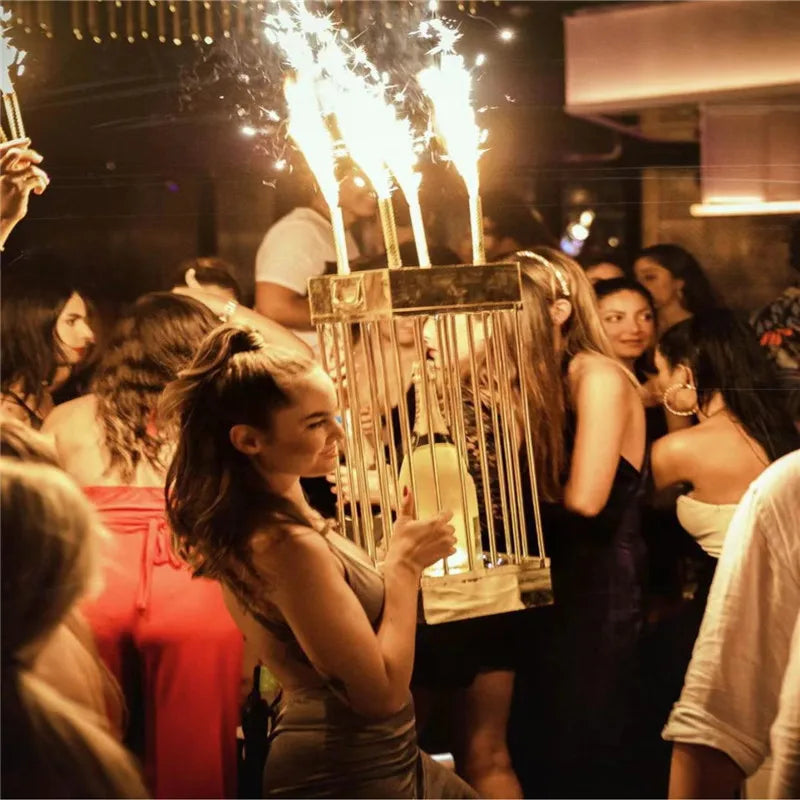 Hot Sales Custom Logo Golden Cage LED Bottle Glorifier VIP Metal for Champagne Display for Clubs Promotional Party Supplies