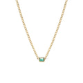 LOZRUNVE 18k Gold Bezel Setting Emerald Cut Diamond CZ Curb Chain Necklace Choker