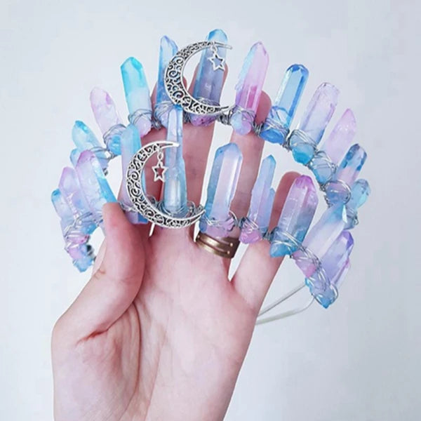 Diy Hot Style Colorful Crystal Hairband Mermaid Color Natural Crystal Colorful Moon Pentagram