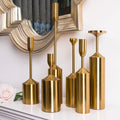 Nordic Gold Metal Handmade 6pcs Candelabra Set Modern Simplicity Light Luxury Elegant Candleholder for Wedding Home Decoration