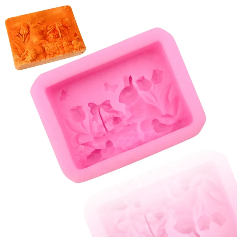 Xgy-172 Single Soap Silicone Mold with Rabbit Forest Shape Silicone Candle Mold Resin Reused Home Diy Bake Tool Mold