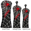 Drop Shipping 3pcs/ Set White Black Spiderwebs PU Leather Golf Club Headcover Driver Fairway Wood Hybrid Cover Set