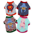 Designer Spring Striped Cotton Cartoon Print Schnauzer Teddy Puppy Clothing Pet Dog Clothes