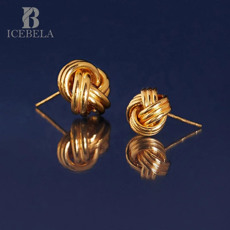 Wholesale Trendy Geometric 925 Sterling Silver Light Luxury Stud Earring Fine Jewelry 18k Gold Plated Earrings for Girls