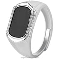 S925 Silver Inlaid Natural Ink Jade Grade a Jadeite Ink Jade Saddle Ring Men's Ring Jade Fashion Ring Adjustable 3