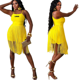 Sexy One Piece Backless Tassel Bodycon Custom Printing Jumpsuit for Women Club Wear Romper Woman Jumpsuit Pants Jumpsuit