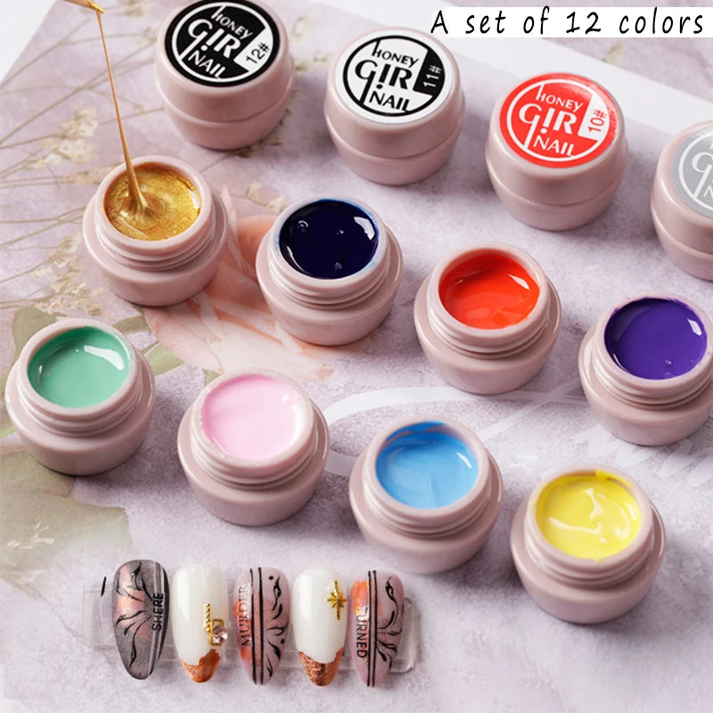 HONEY GIRL 2025 5ml UV Gel Polish Kit 12 Colors DIY LED Professional Nail Supplies Non-Toxic Vegan Easily Soak off
