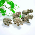 DIY 2inch Natural Crystal Stone Carved Elephant Figurines Handcraft Indoor Decorative Gemstone Pyrite Elephant Statue