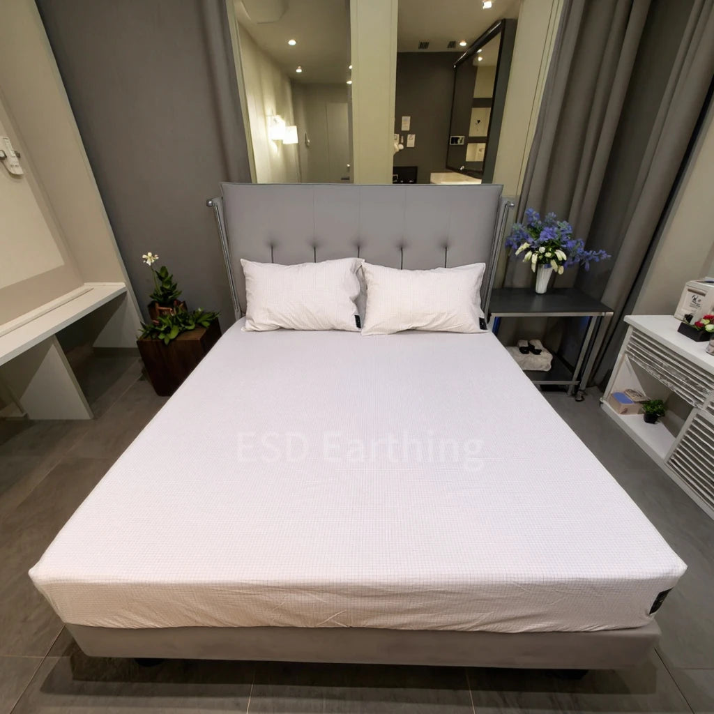 Conductive Silver Fiber Bed Sheet - Grounding Anti-Static 10% Silver 90% Cotton ESD Safe