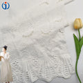 Wholesale Elegant Woven White Color Eyelet Lace 100% Cotton Base Flower Embroidery Fabric for Garment Dresses