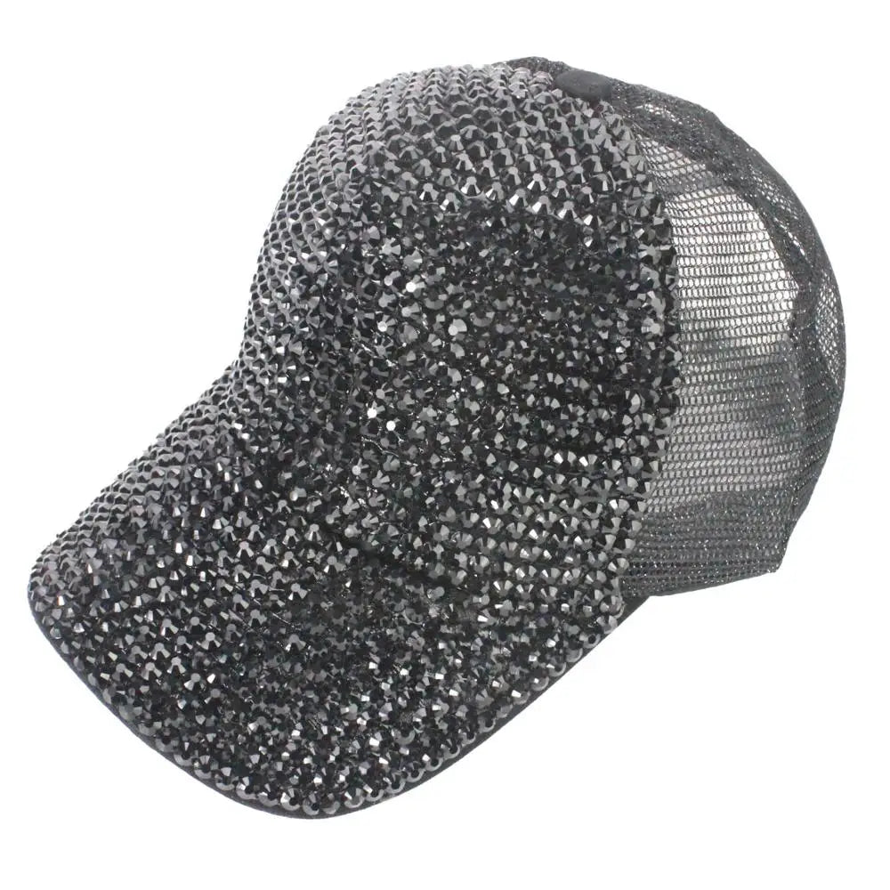 Adaptable Tennis Sun Visor Hat with Full Rhinestone Stage Outdoor Leisure Gorras Premium Baseball Cap