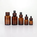 Factory-Moulded Amber Glass Vial Perfume Atomizer Bottle with Pump Sprayer and Screen Printing for Face Cream