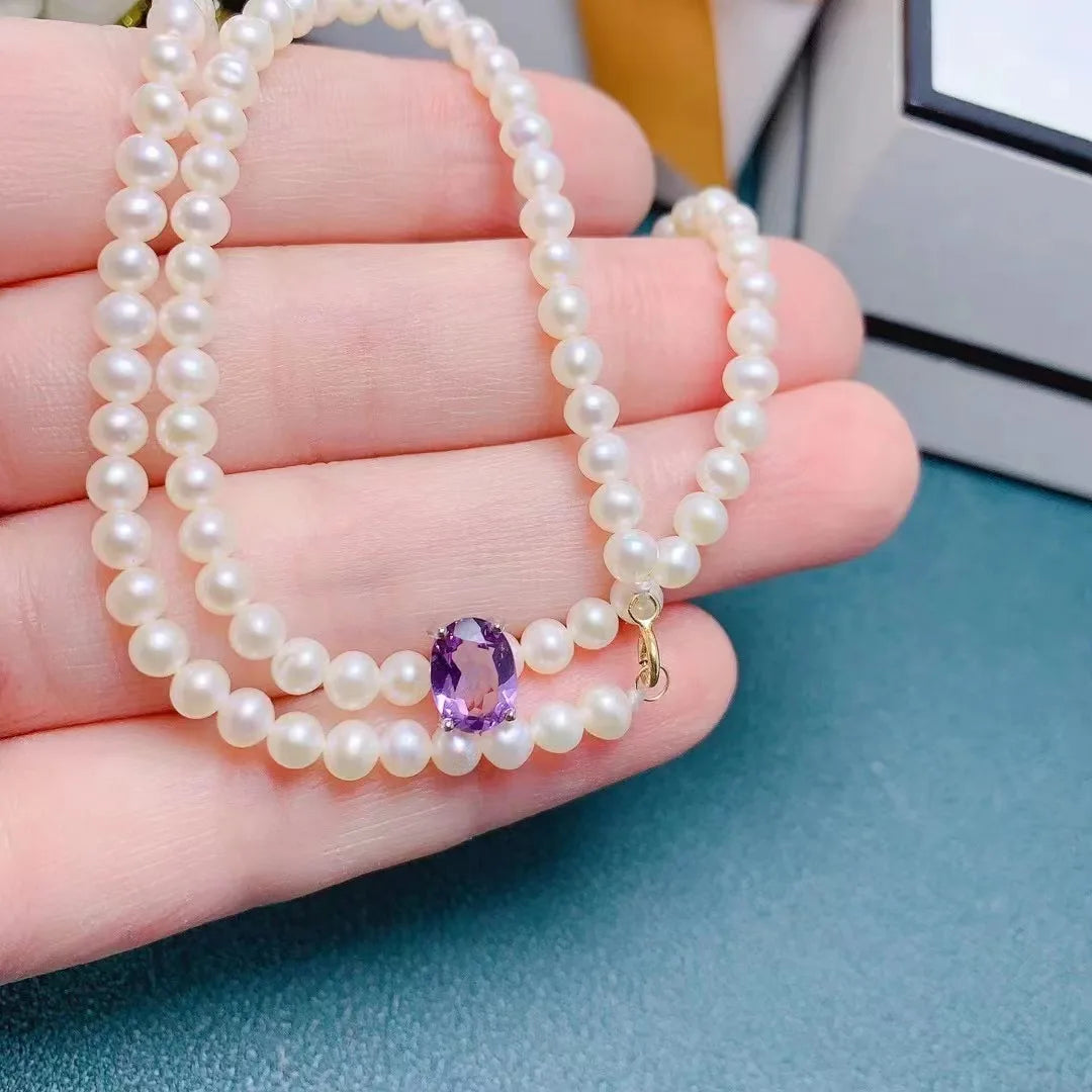 Factory Supply DIY Natural Stone Necklace with 925 Sterling Silver Manufacturer Accessories