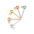 Hot Selling Gold Platinum Stud Hooks 925 Sterling Silver 3mm 4mm Ball Stud Earring with Loop for Diy Drop Earring Fittings