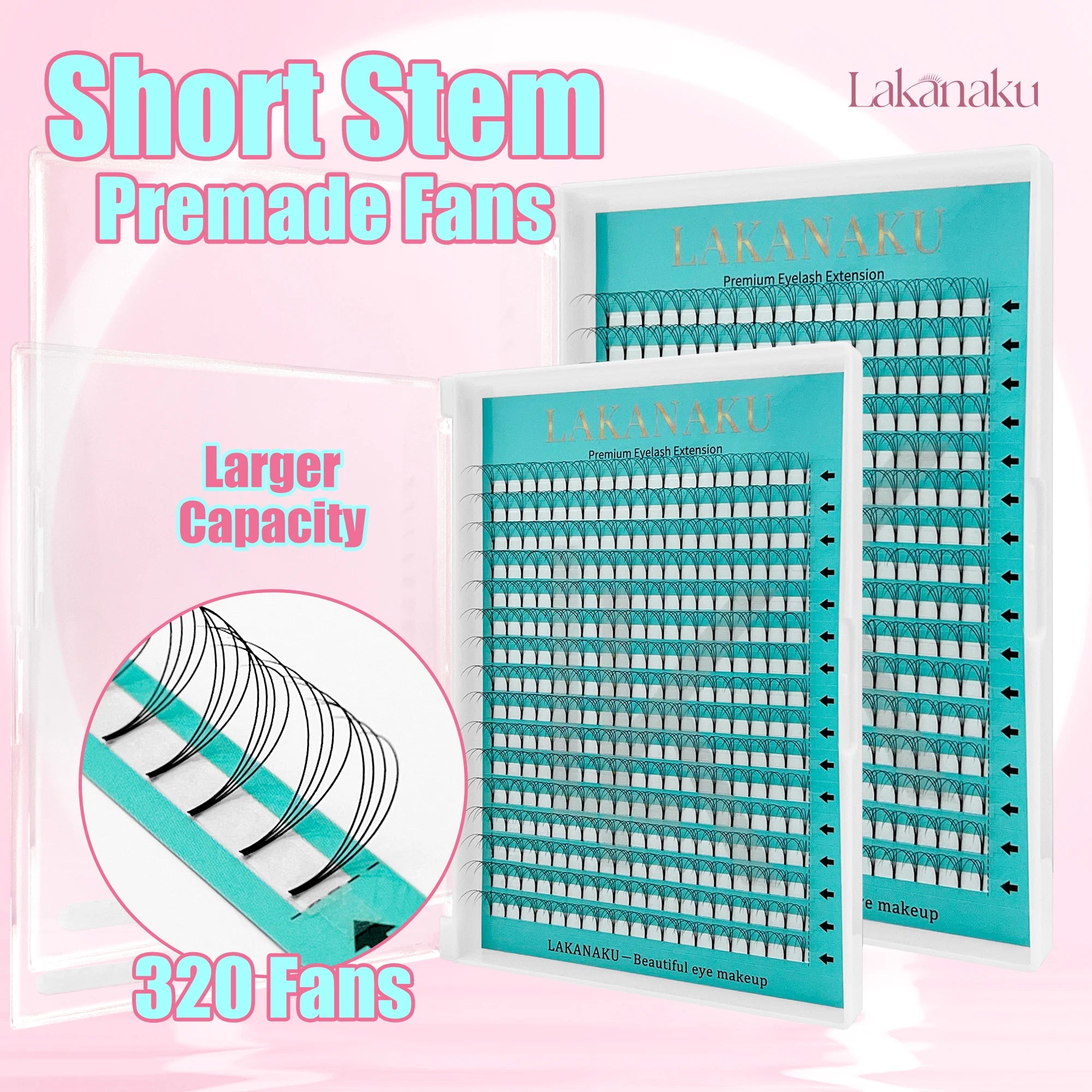 Abonnie Heat Bonded Short Stem Pre Made Lash Fans Narrow Cashmere Pre-Made Fan Eyelash Extensions 3D 5D Mink Premade Volume Fans