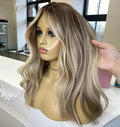 Full Lace Wig Ash Brown Best Quality Medium Length Glueless Virgin Russian Cuticle Human Hair Double Drawn Wig