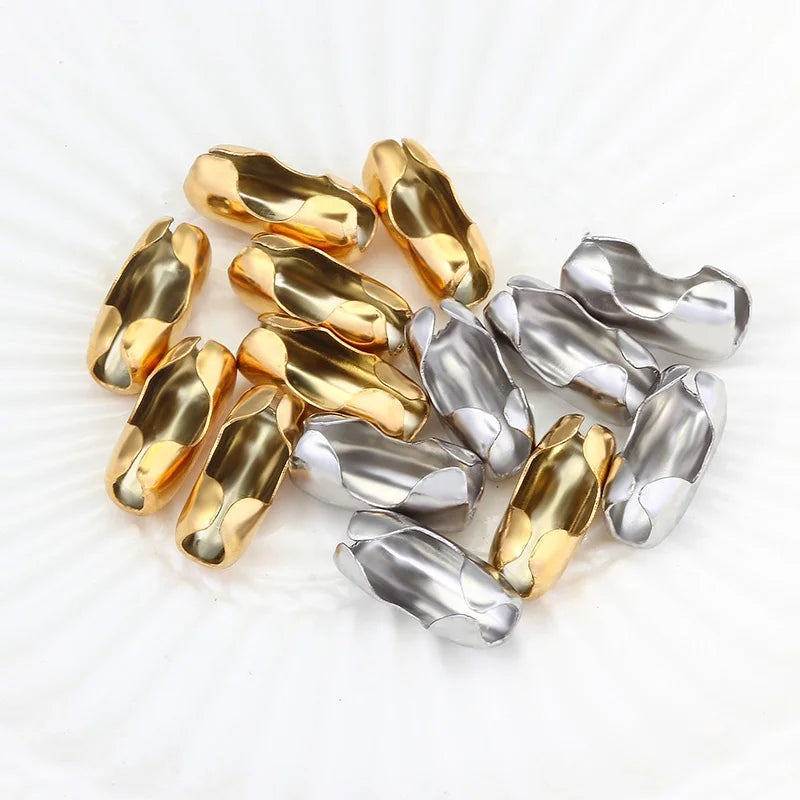 10/50pcs/Lot Stainless Steel Ball Chain Connectors Gold End Bead Crimp DIY Jewelry Making Lobster Clasp Ring Findings Supplies