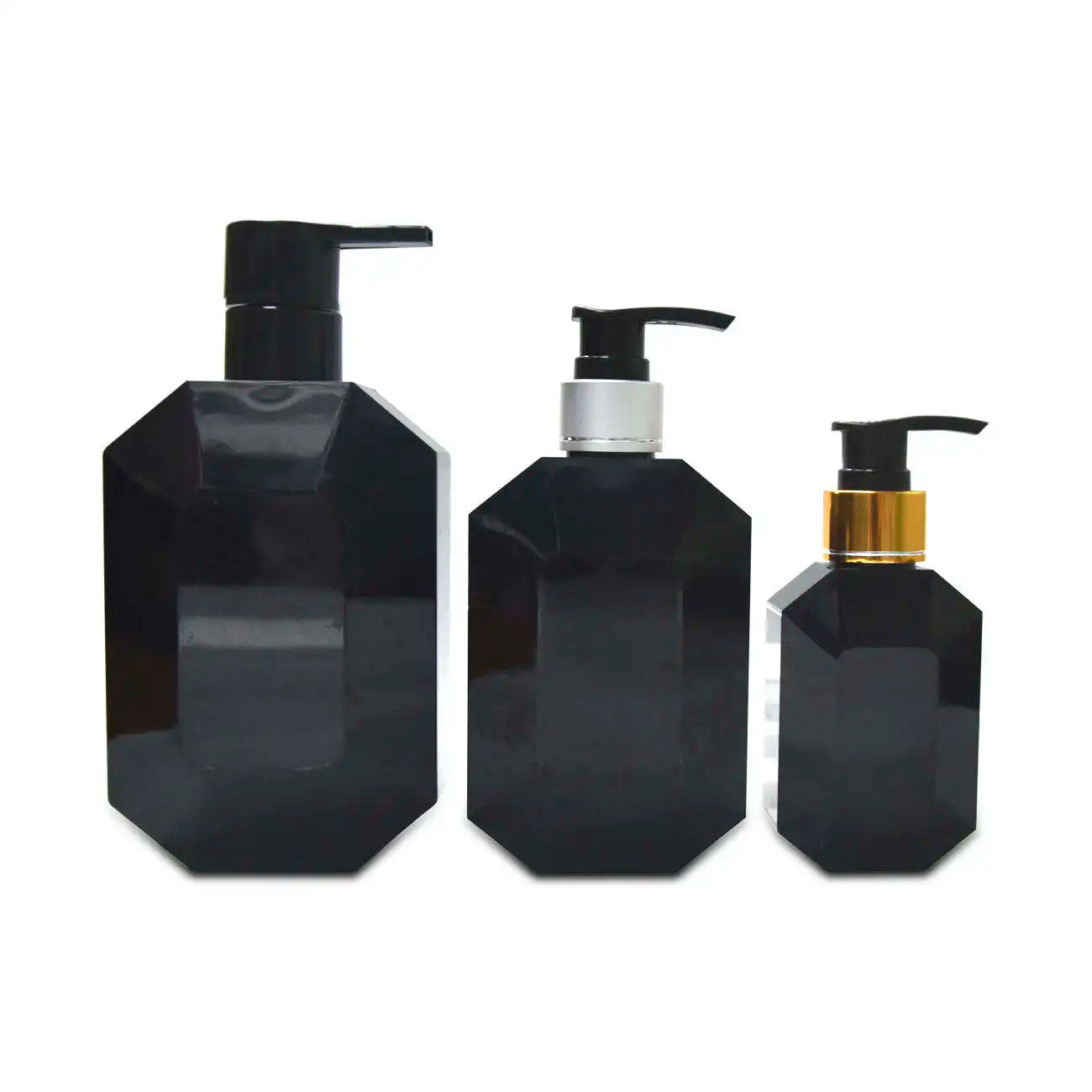Unique Design 120ml 250ml 400ml PETG Square Shampoo Bottle Lotion Pump Hair Care Black Bottle Shampoo Empty Plastic Bottles