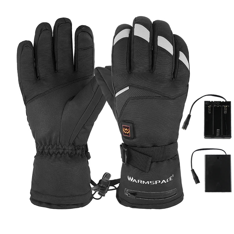 Electric Heating Gloves for Skiing Full Finger Back of Hand Heating Waterproof Warm Motorcycle Gloves Windproof Electric Heat